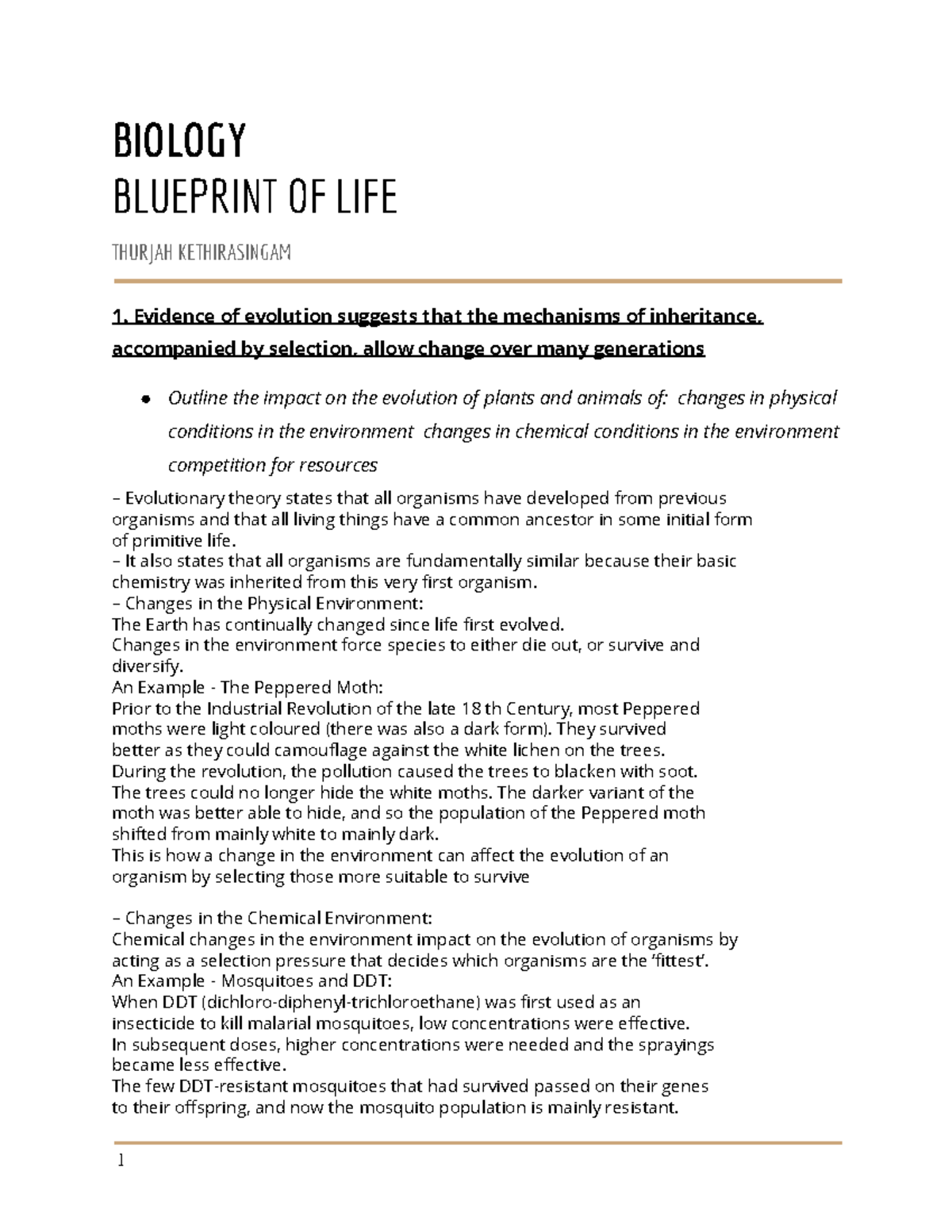 Biology- Blueprint OF LIFE Notes - BIOLOGY BLUEPRINT OF LIFE THURJAH ...