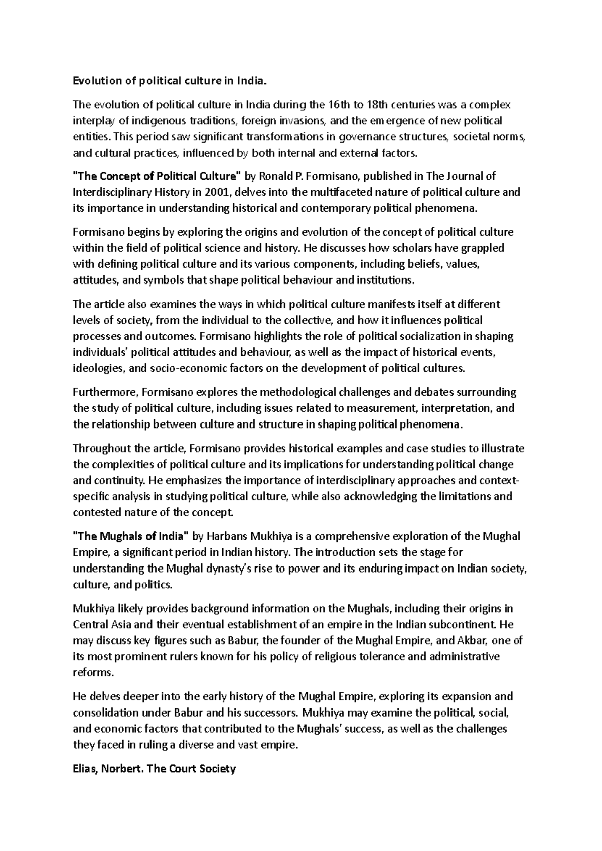 Evolution of political culture in India - The evolution of political ...