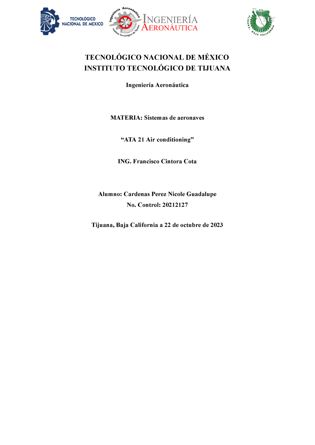 ATA 21 Air conditioning - TECNOLÓGICO NACIONAL DE MÉXICO INSTITUTO ...