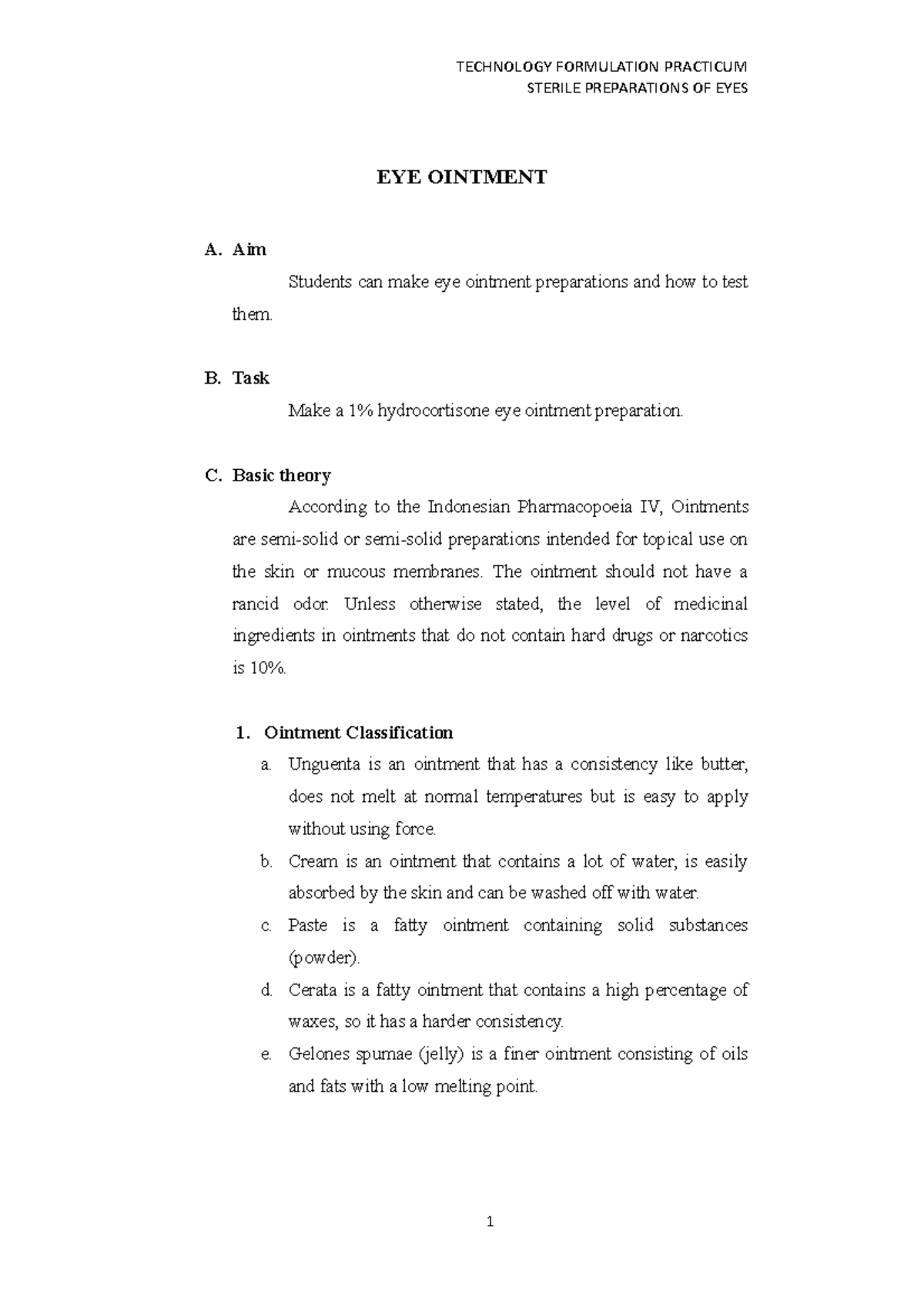 Technology Formulation Practicumsterile Preparations OF EYES ...