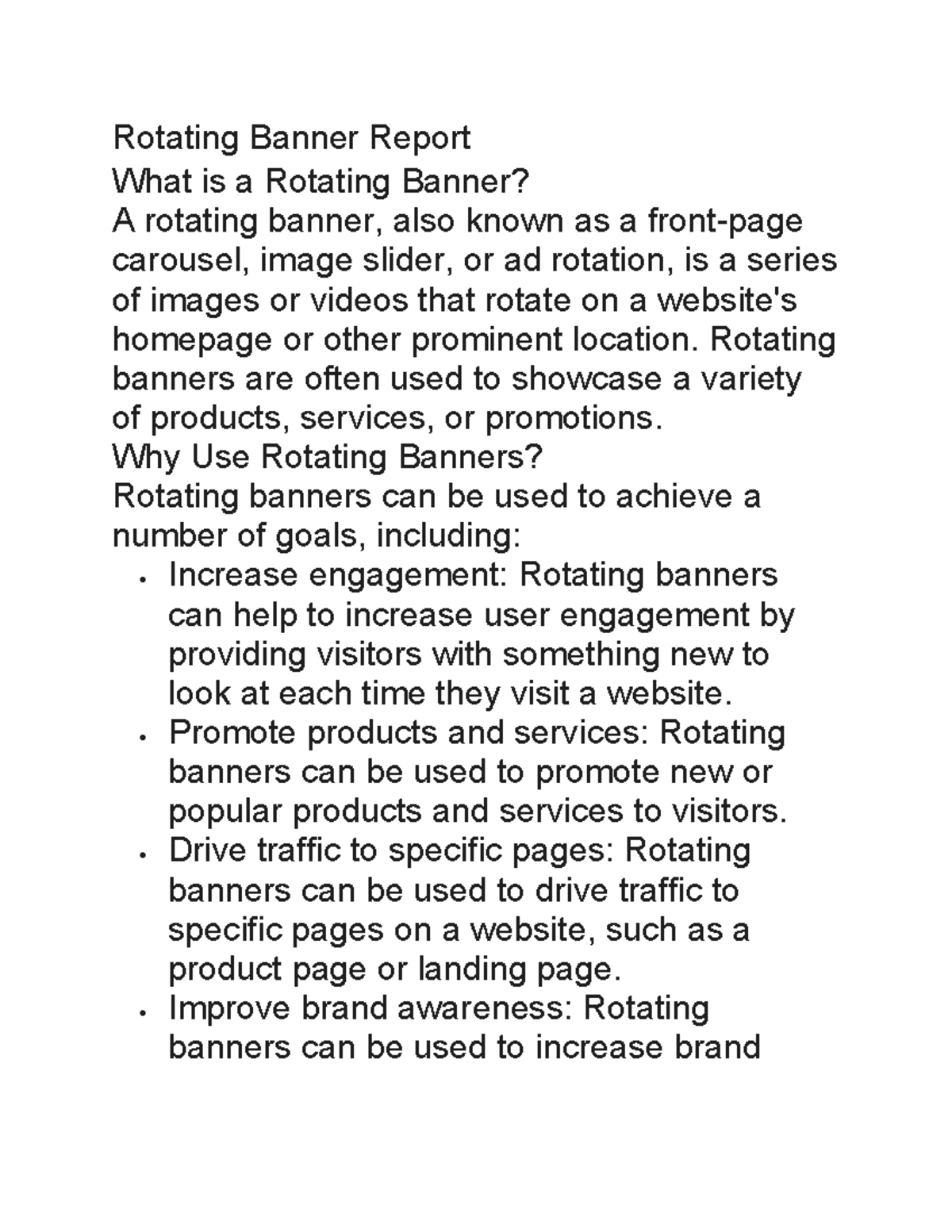 Rotating Banner Report - Rotating Banner Report What is a Rotating ...