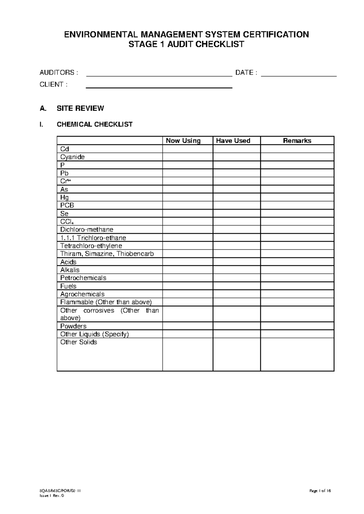 Iso 14001 Audit Checklists Samples - Environmental Management System 