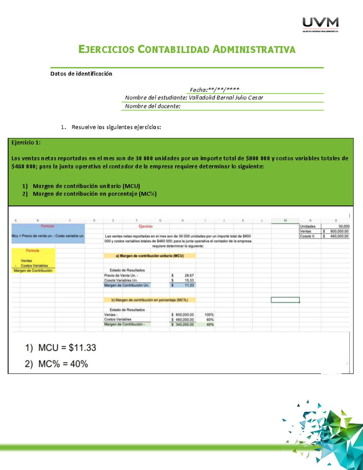 A5 Conta - EJERCICIOS CONTABILIDAD ADMINISTRATIVA Datos de ...