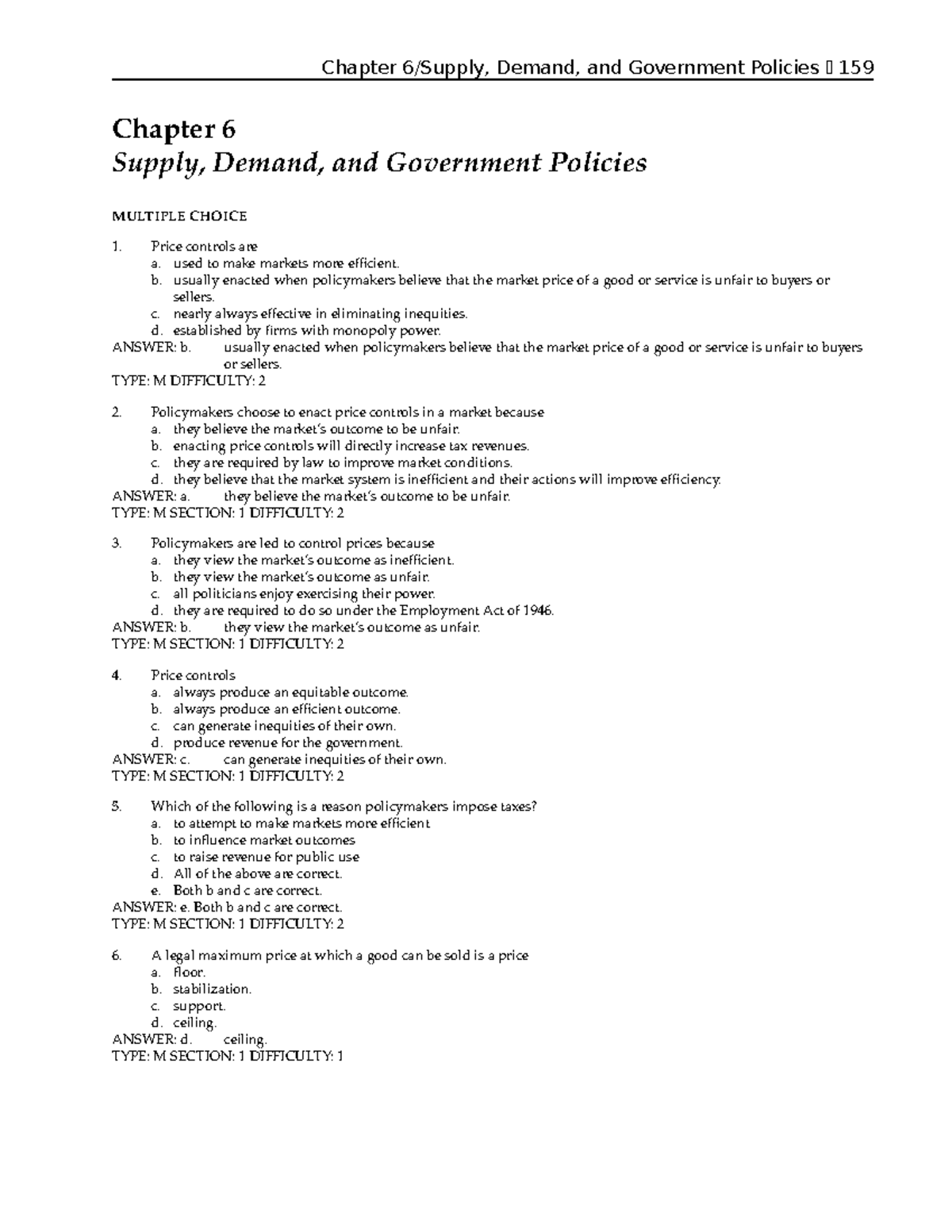 Chapter 6 mic Chapter 6 Supply, Demand, and Government Policies
