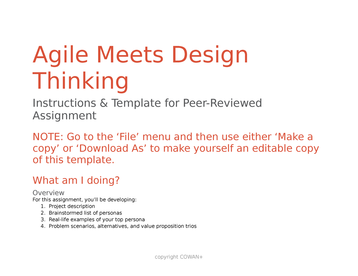 agile meets design thinking peer graded assignment