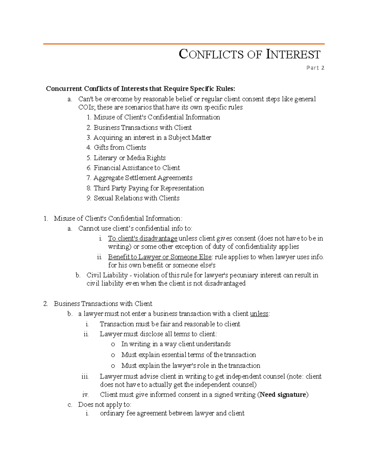 MPRE Conflicts of Interest part 2 CONFLICTS OF INTEREST Part 2