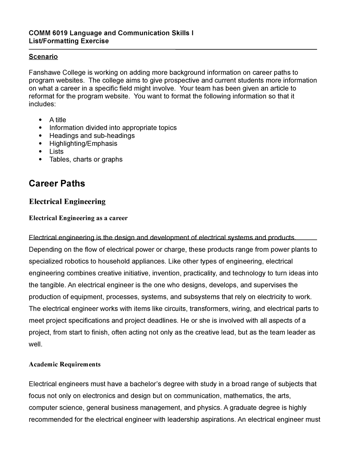 Listformatting Exercise-COMM 6019 - COMM 6019 Language And ...