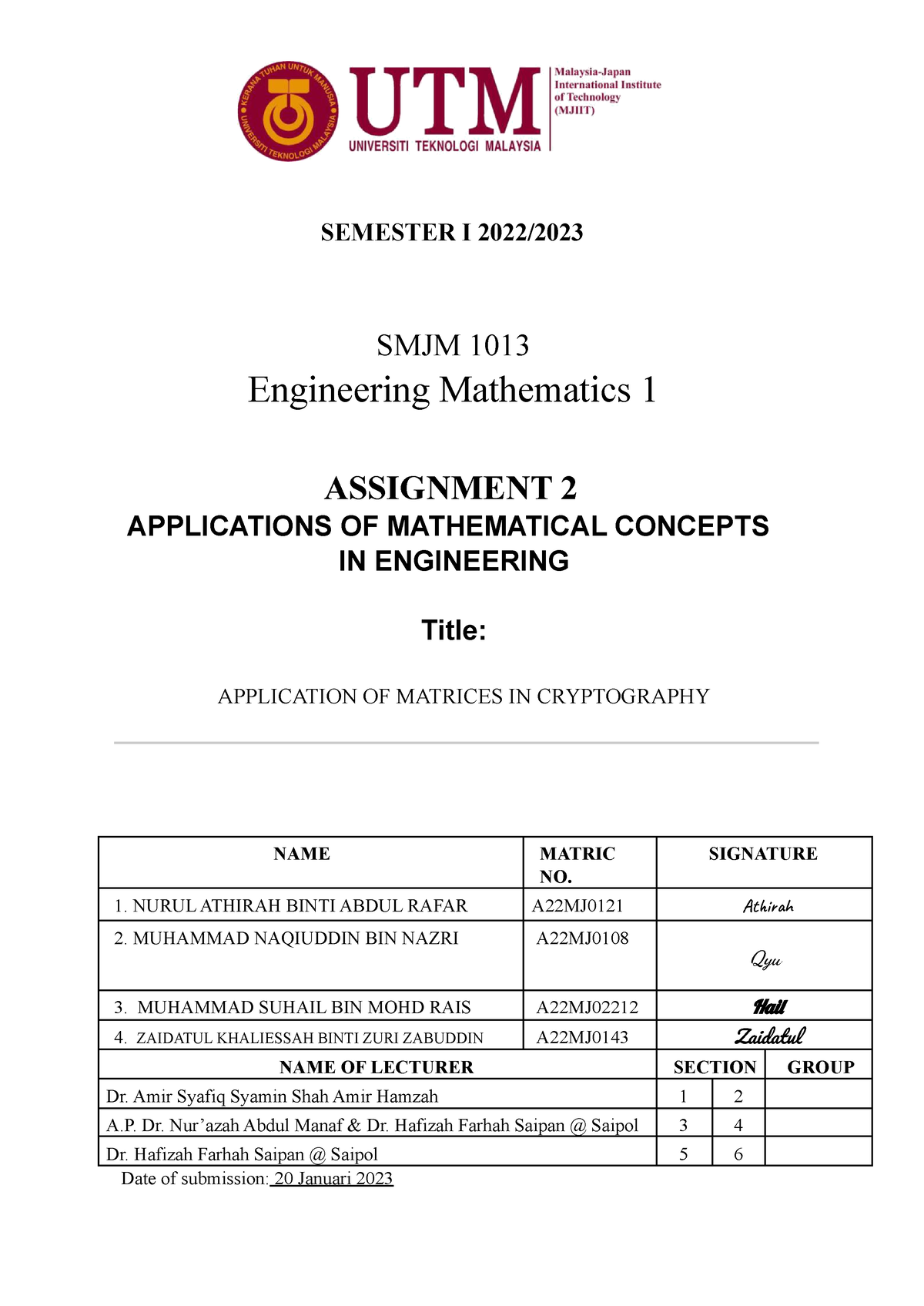 case study matrices assignment