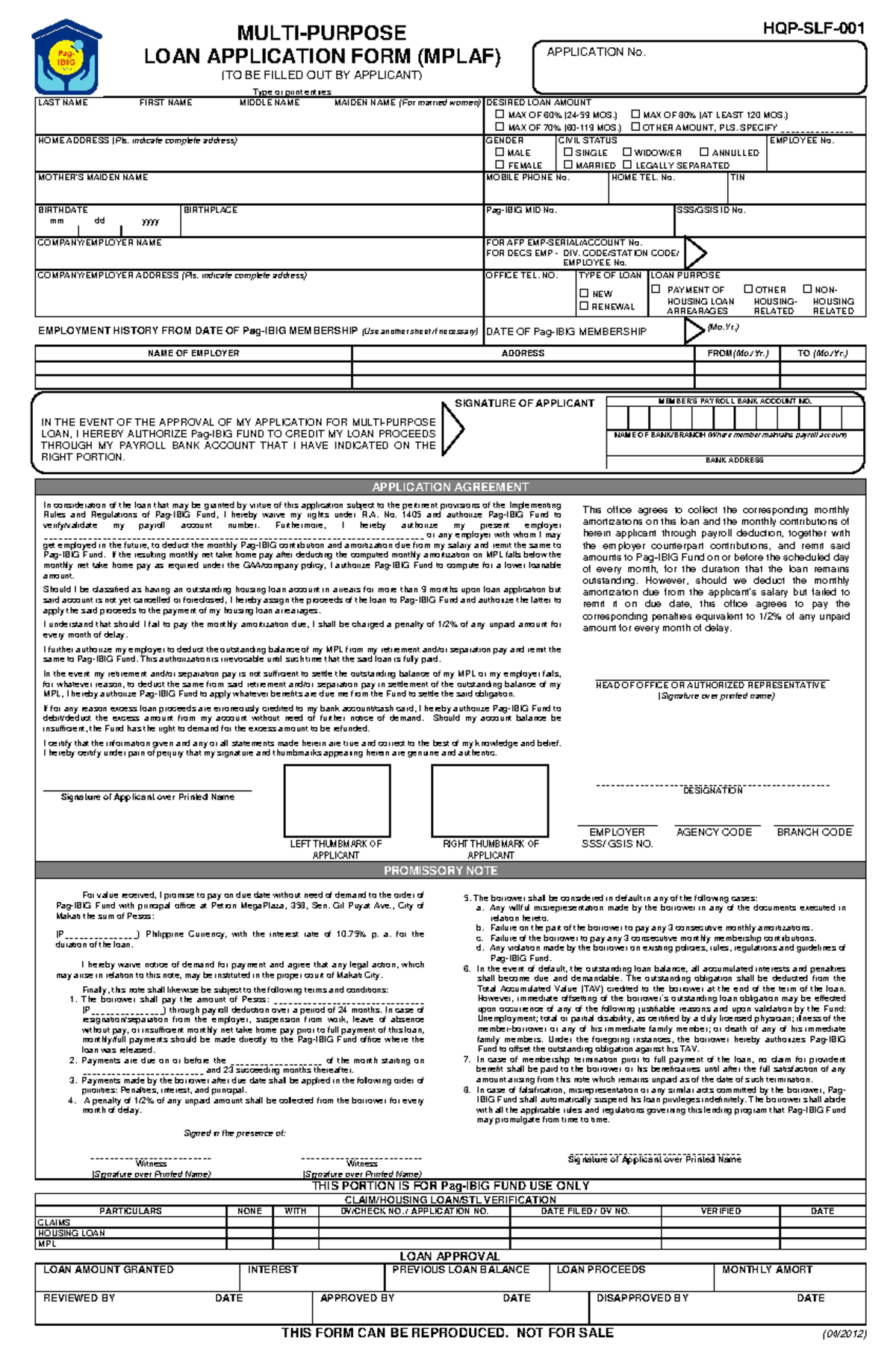 Hdmf mpl form - 0000 - HQP-SLF- MULTI-PURPOSE LOAN APPLICATION FORM ...