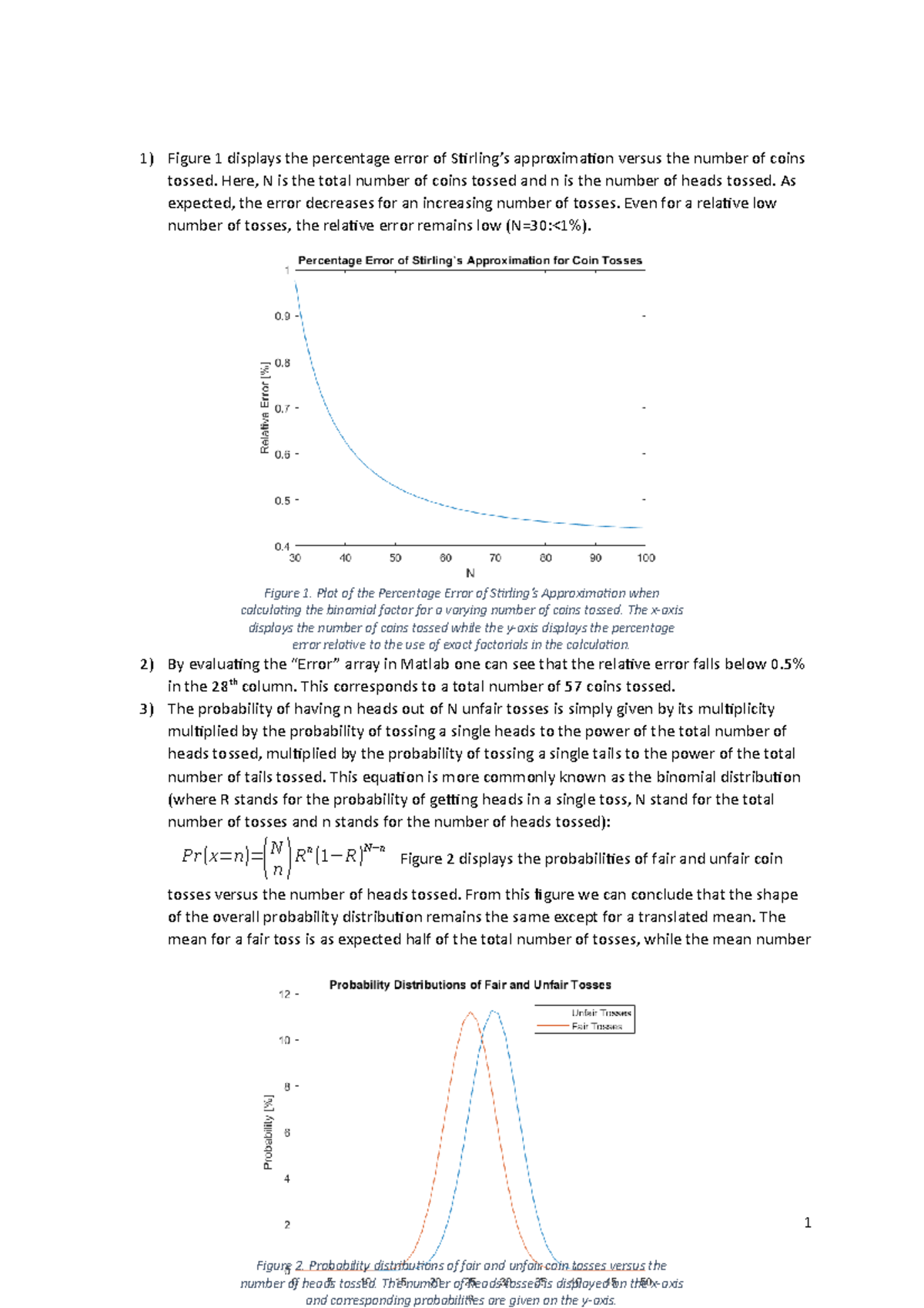 Matlab session 1 example - Figure 1. Plot of the Percentage Error of ...