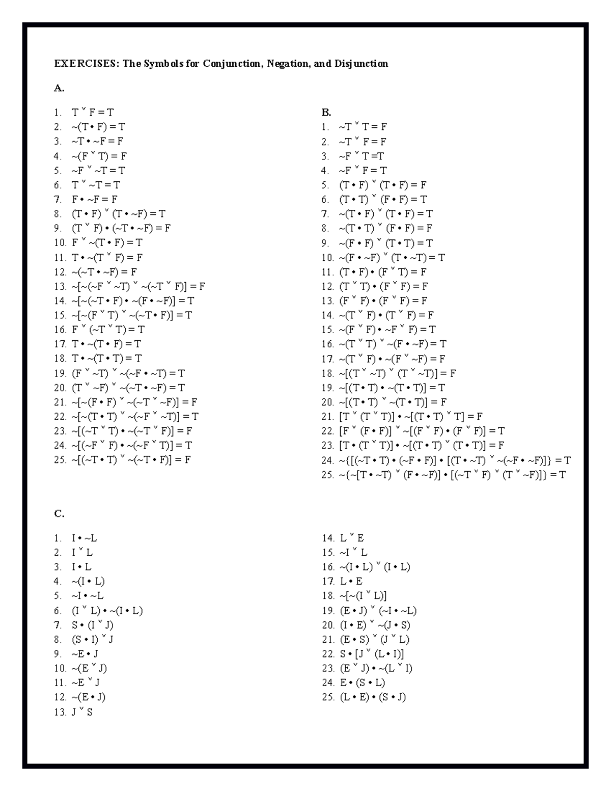 Introduction to Logic Copi et al. - EXERCISES: The Symbols for ...