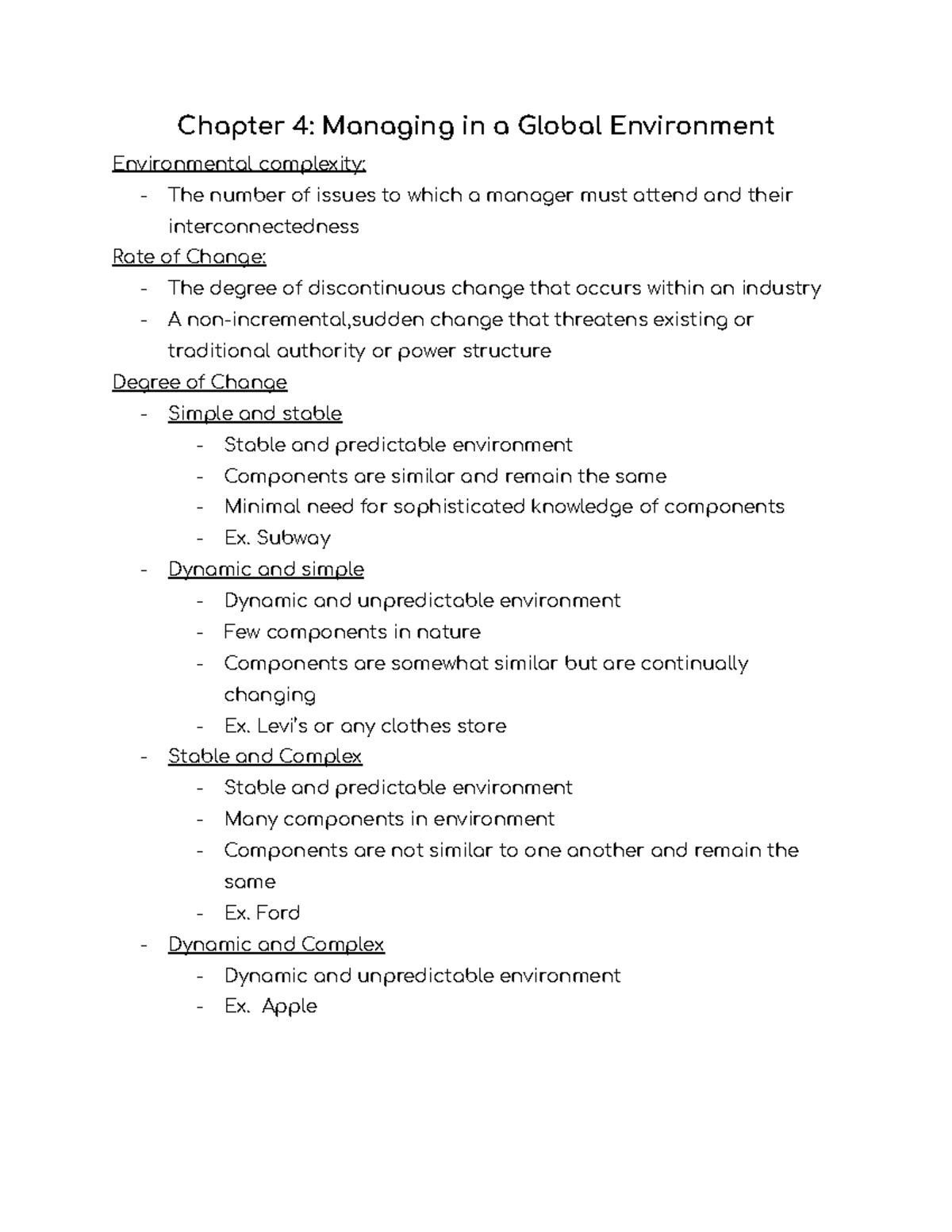 Chapter 4 Managing in a Global Environment - Chapter 4: Managing in a ...