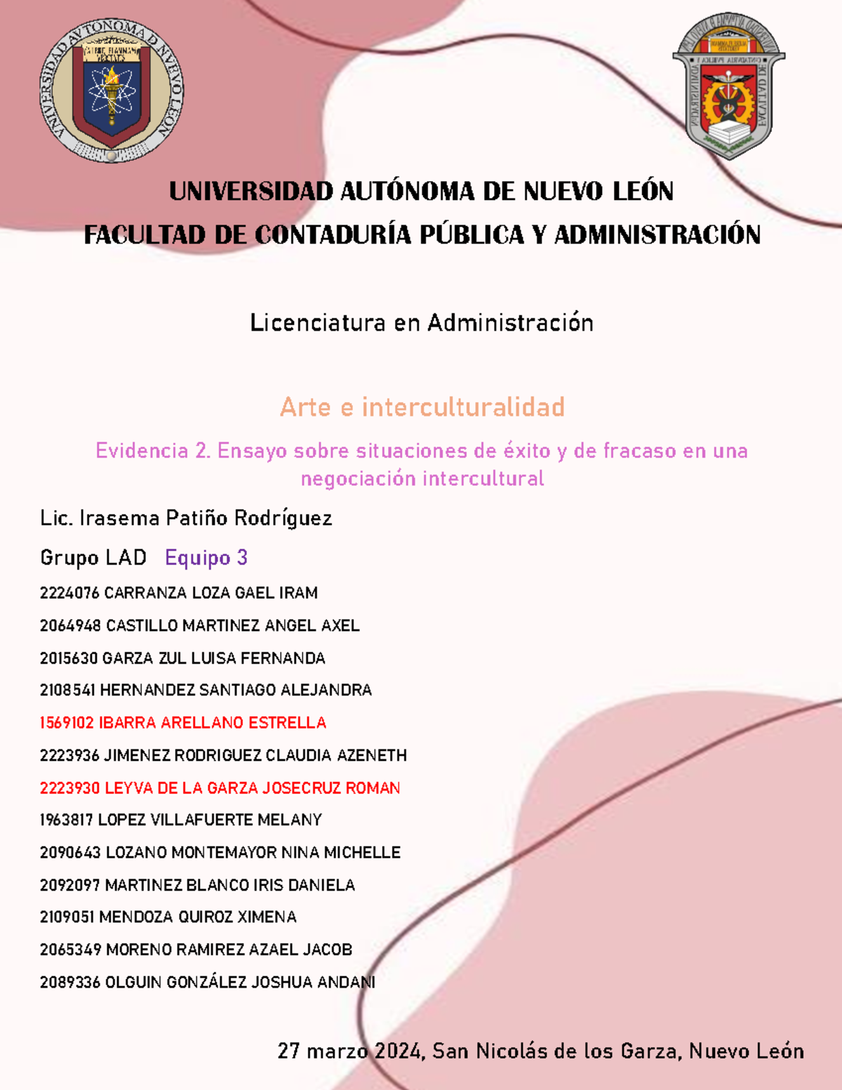 Equipo 3 Ev 2 ARTE - UNIVERSIDAD AUTÓNOMA DE NUEVO LEÓN FACULTAD DE ...