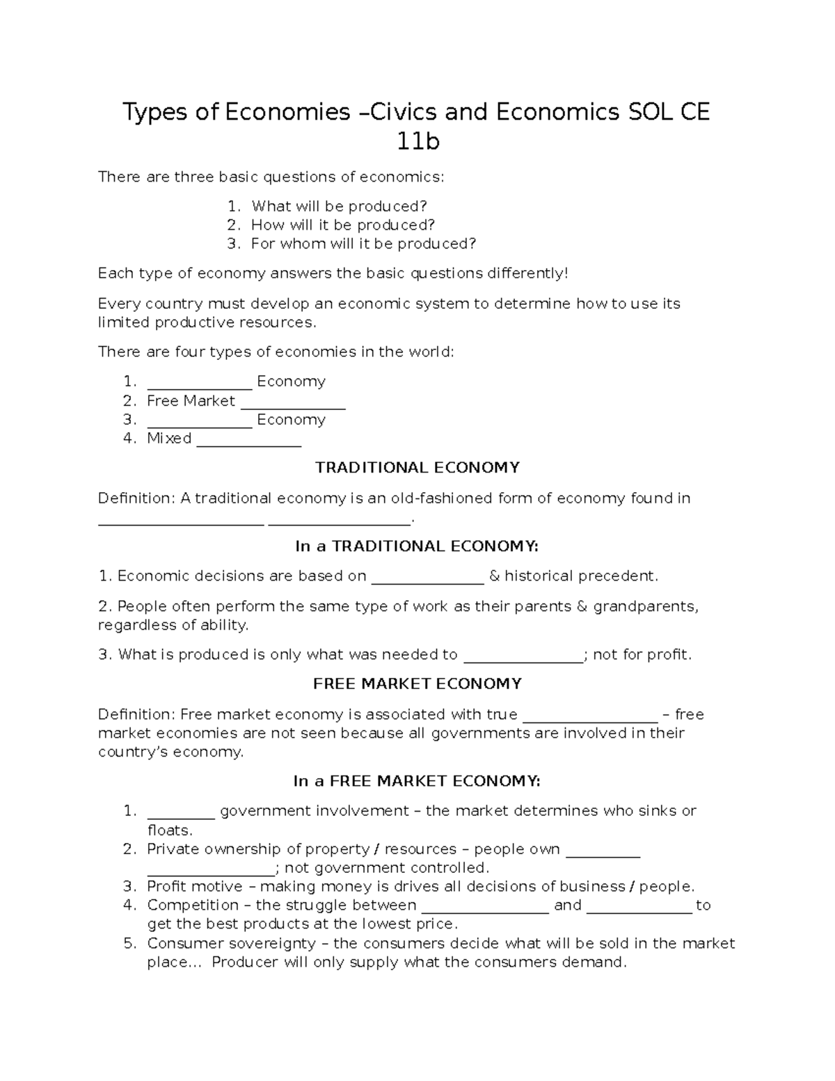 Copy+of+11b Types+of+Economies+notes+blank - Types of Economies –Civics ...