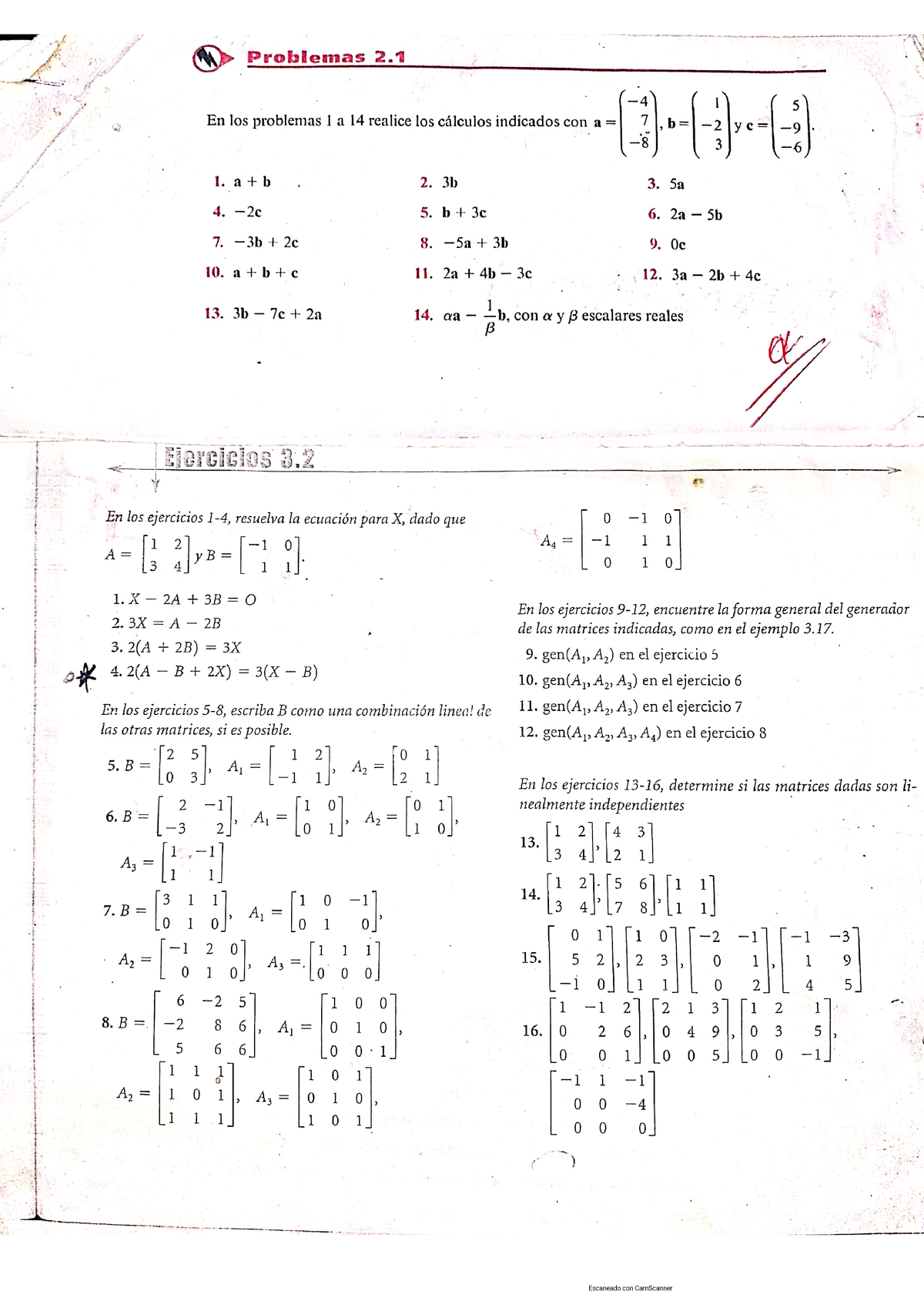 Ejercicios De álgebra Lineal - Matematicas - Studocu