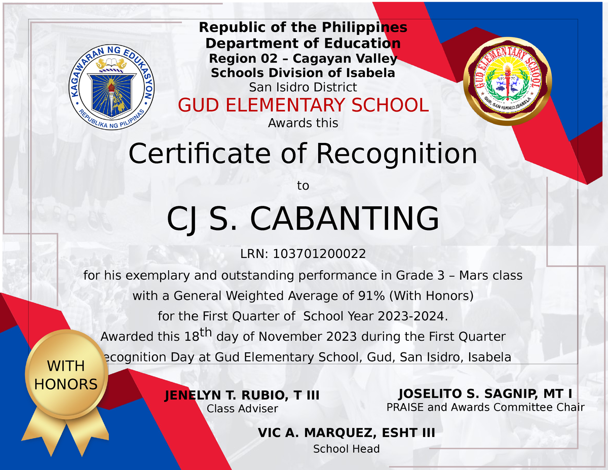 Certificate Matagtag - certiifcate - Republic of the Philippines ...