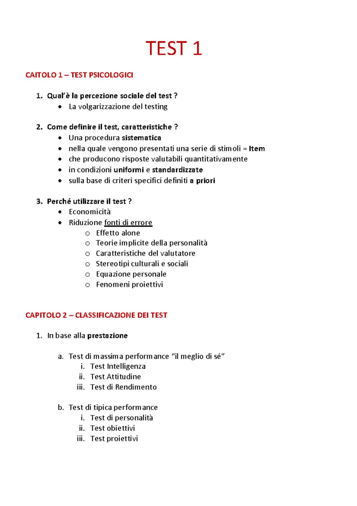 Elaborazione requisiti delle prove psicodiagnostiche Benatti e Zuin ...