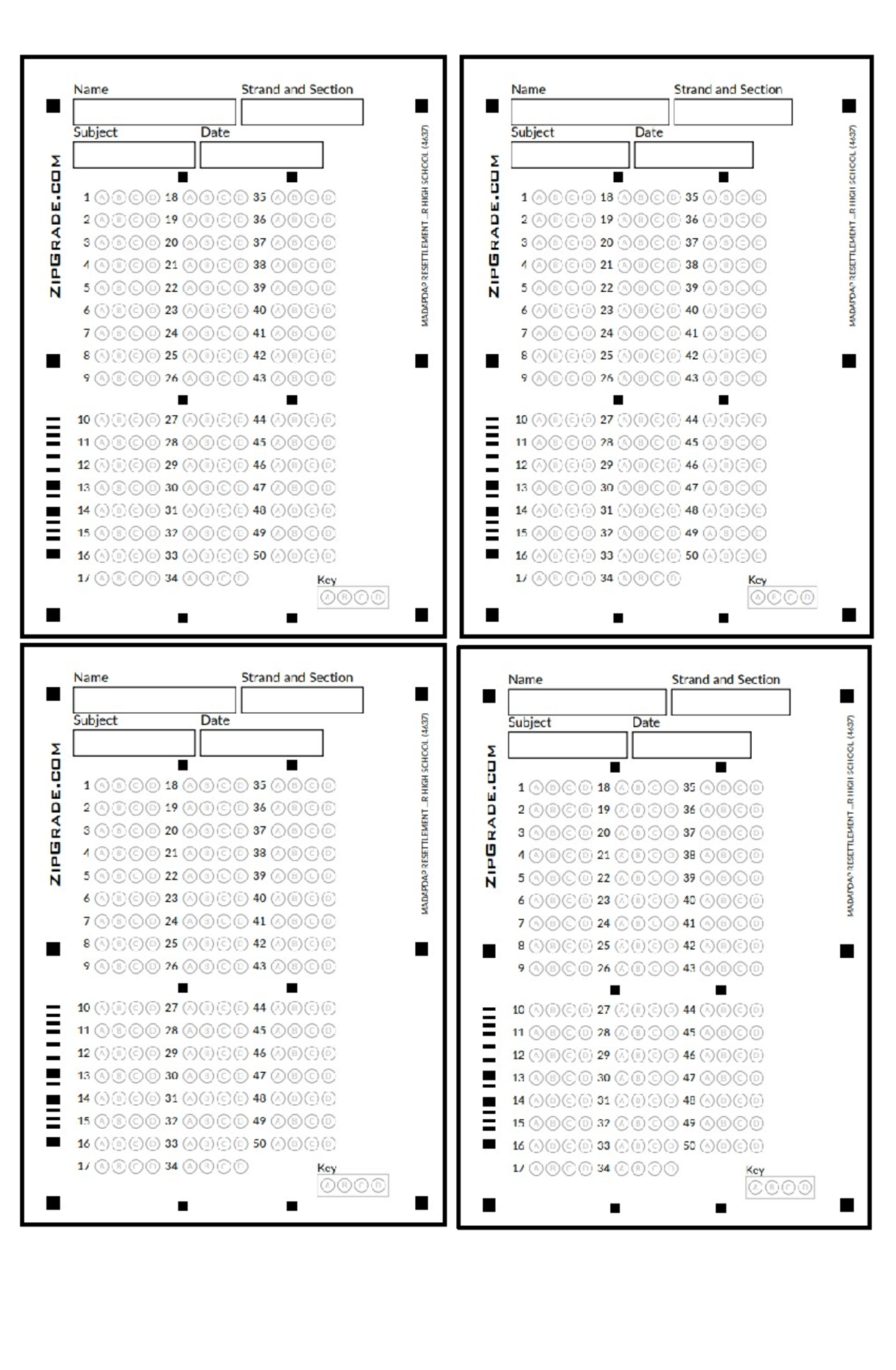 Answer- Sheet- Zipgrade - BSED- Major in Social Studies - Studocu