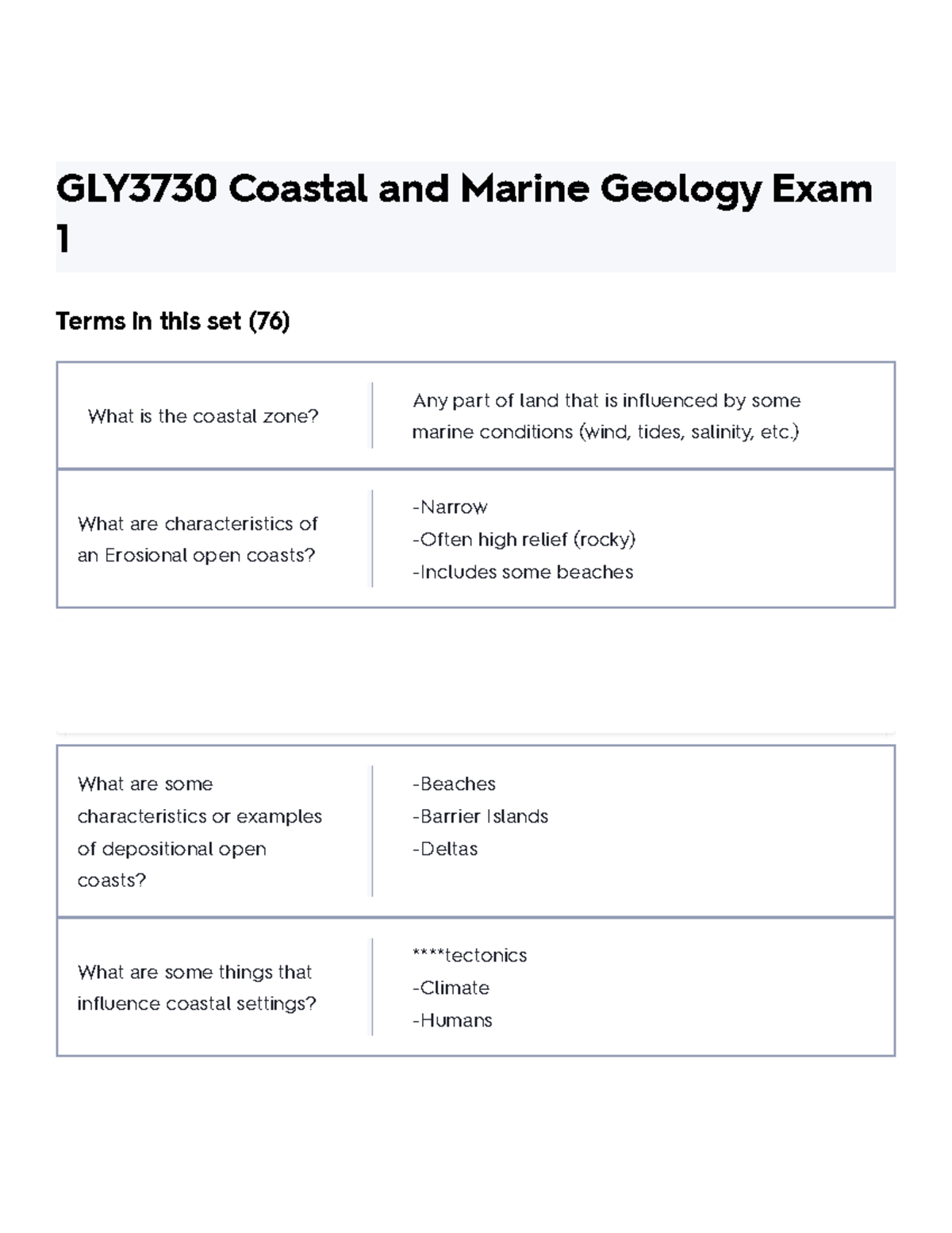 GLY3730 Coastal And Marine Geology Exam 1 Flashcards Quizlet - GLY3730 ...