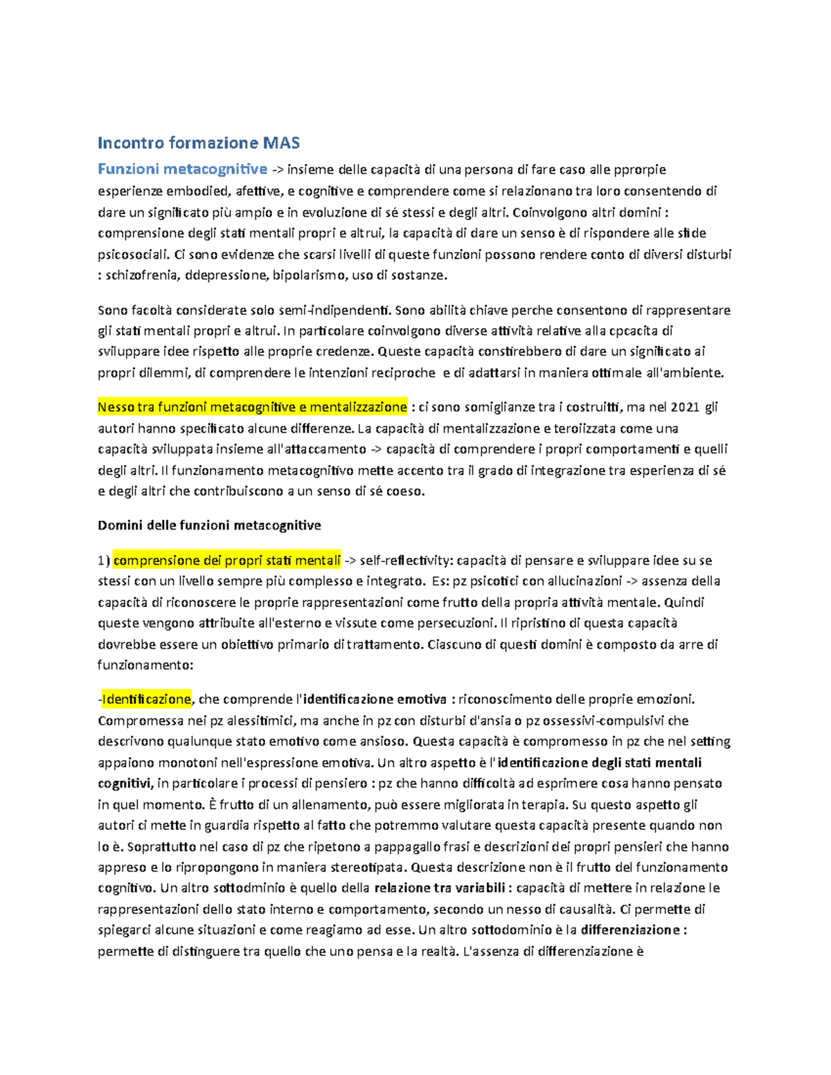 Formazione MAS - Incontro formazione MAS Funzioni metacognitive ...