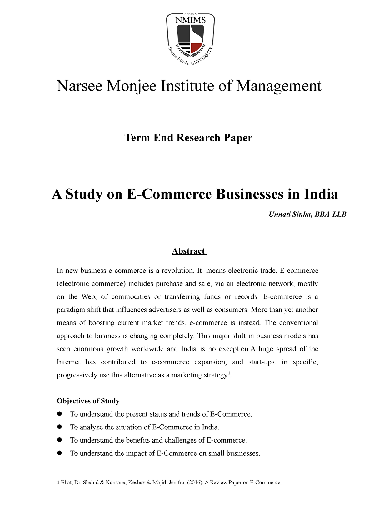 commerce and management research paper topics