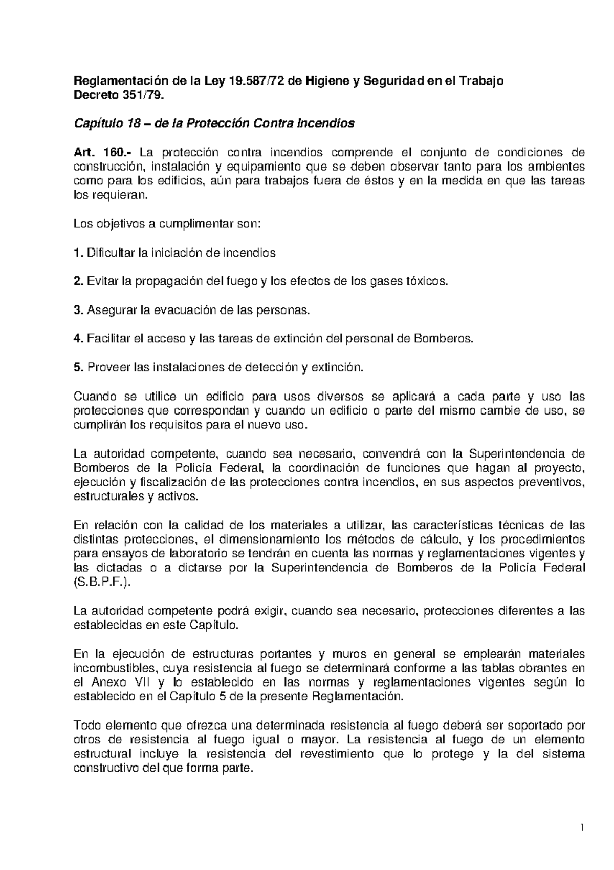 Decreto 351 - Capítulo 18 - Reglamentación De La Ley 19/72 De Higiene Y ...