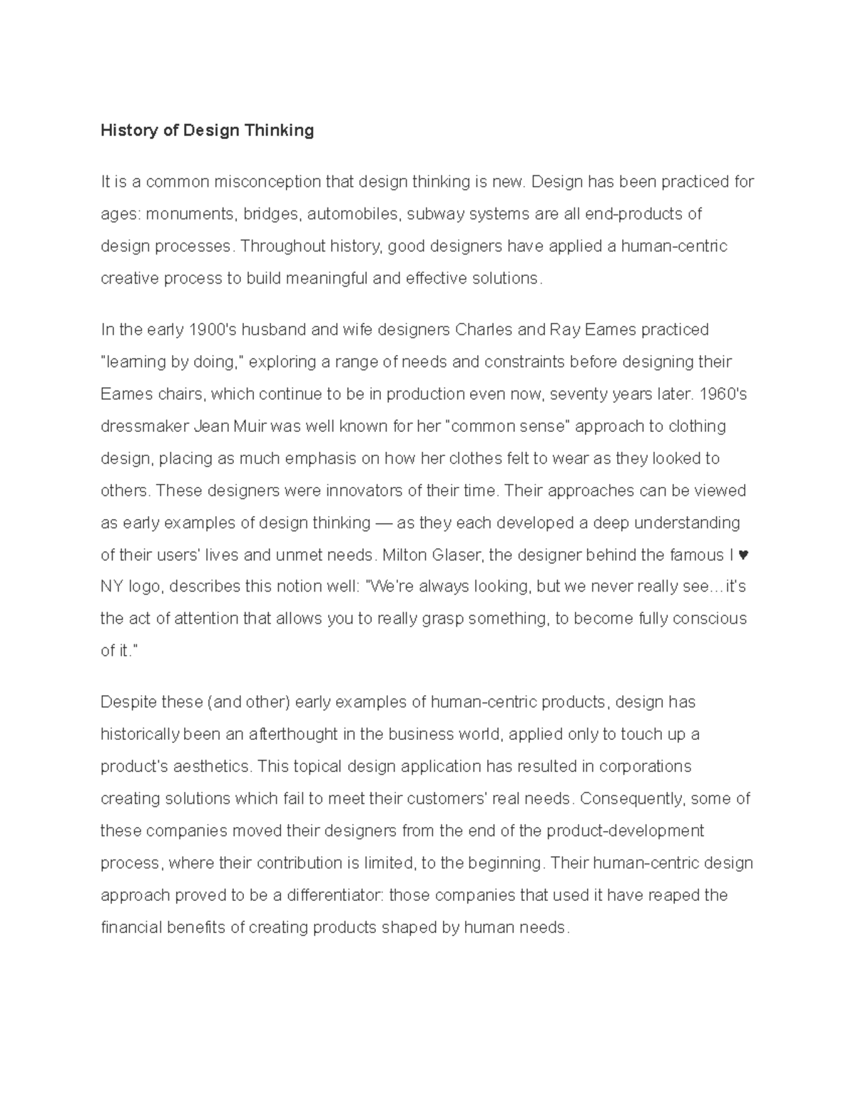 Design- Thinking 011312 - History of Design Thinking It is a common ...