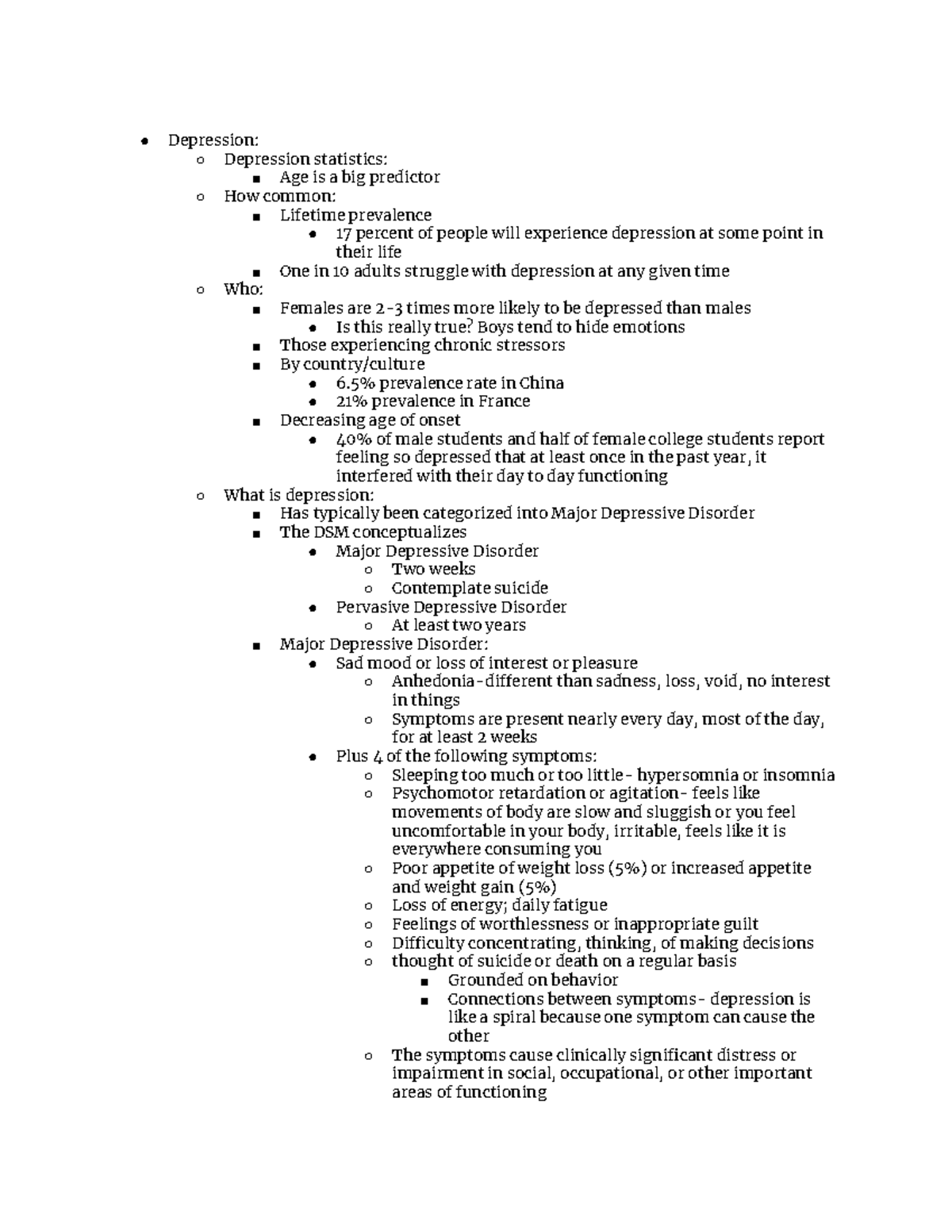 Abnormal Psych Notes - Depression: Depression statistics: Age is a big ...