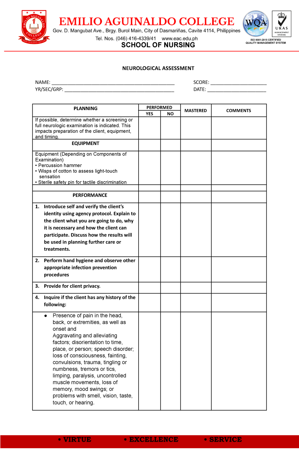 checklist-on-neurological-assessment-ms-reyes-school-of-nursing