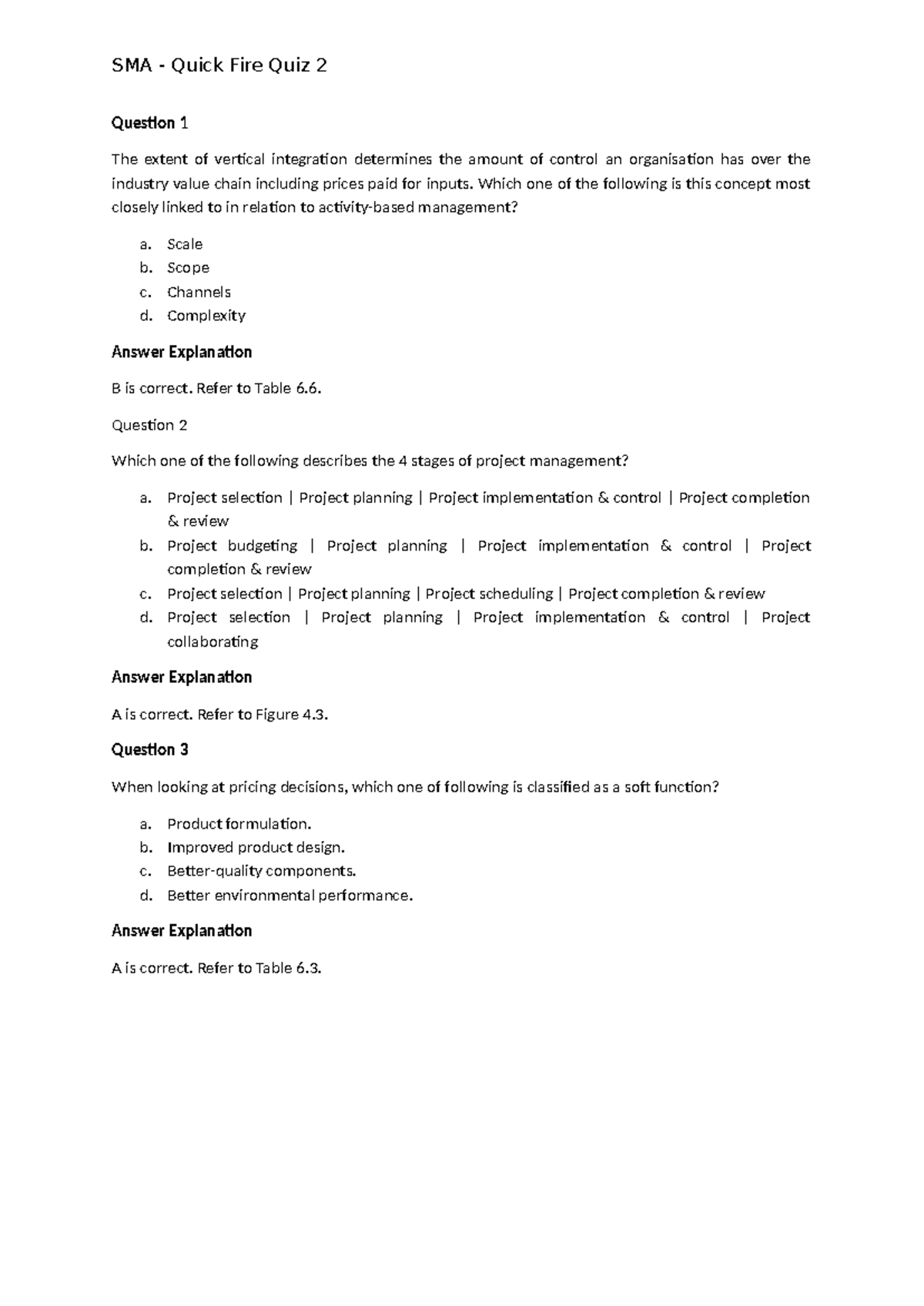 Sma quick fire quiz 2 knowledge equity question 1 the extent of