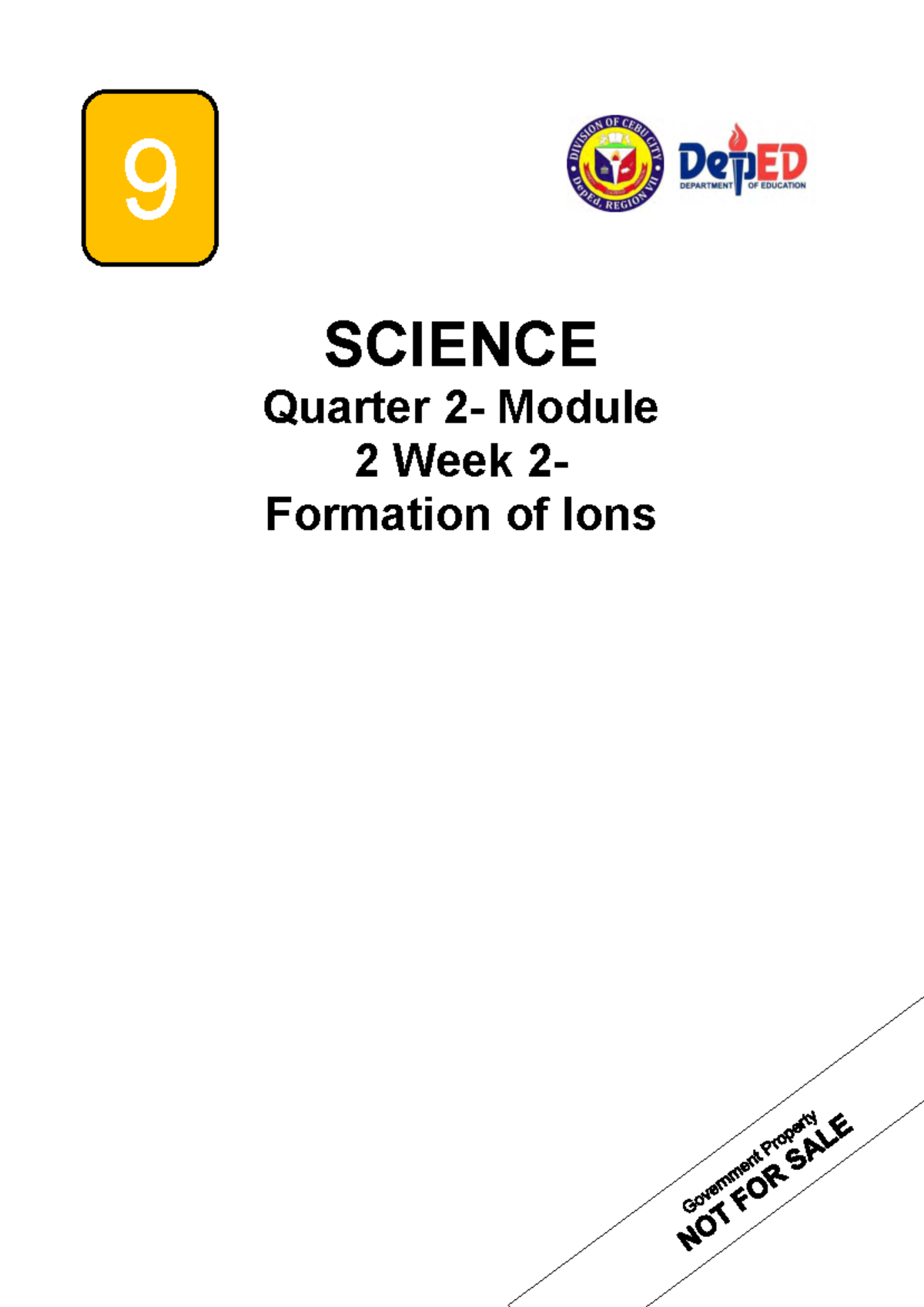 2 Q2 Science - SCIENCE Quarter 2- Module 2 Week 2- Formation Of Ions 9 ...