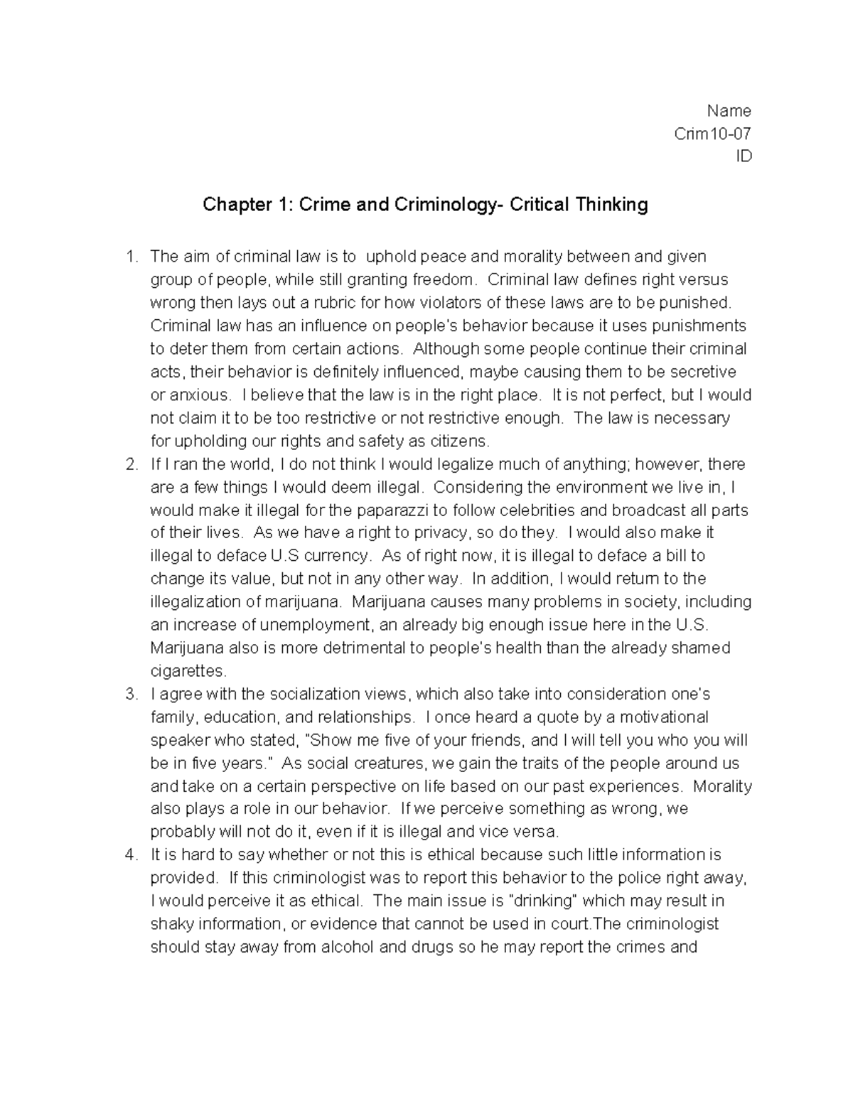 critical thinking and crime analysis