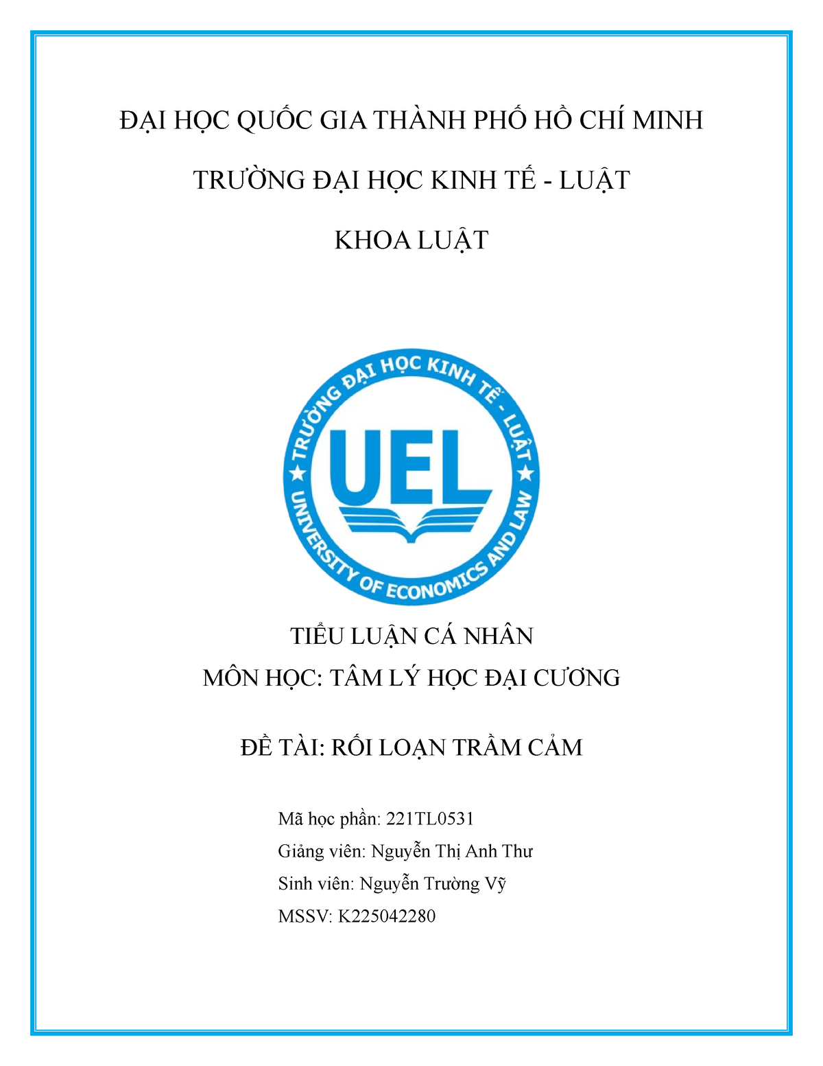 Tiểu Luận Về Bệnh Trầm Cảm Ở Sinh Viên: Nhận Diện, Phòng Ngừa Và Điều Trị Hiệu Quả