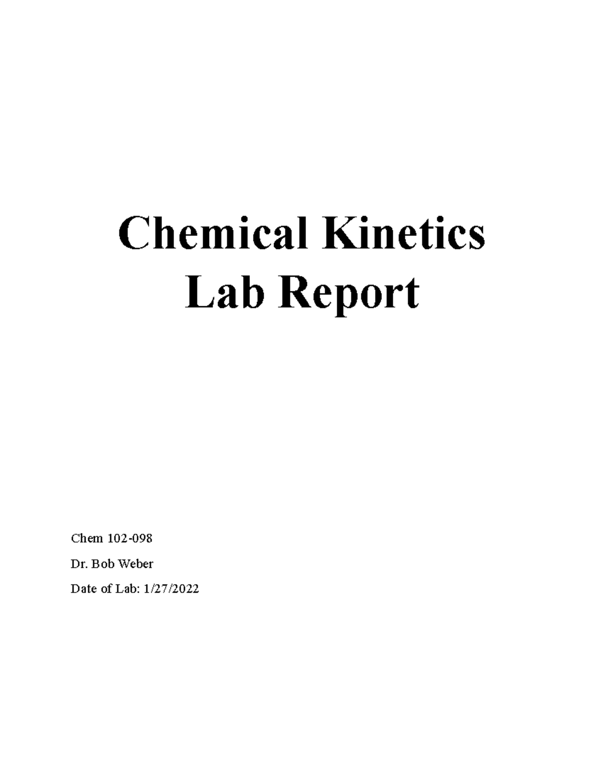 Chemical Lab Report 12721 Chemical Lab Report