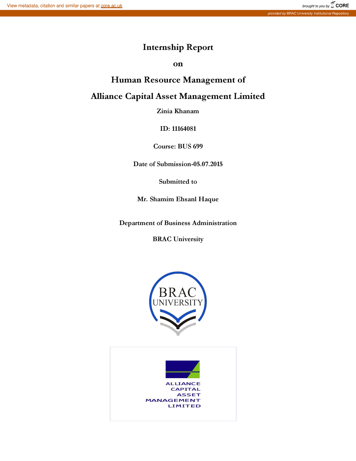 mba research report in hr