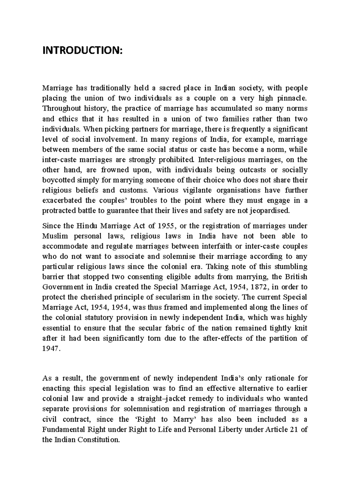 Civil Marriage - INTRODUCTION: Marriage has traditionally held a sacred ...