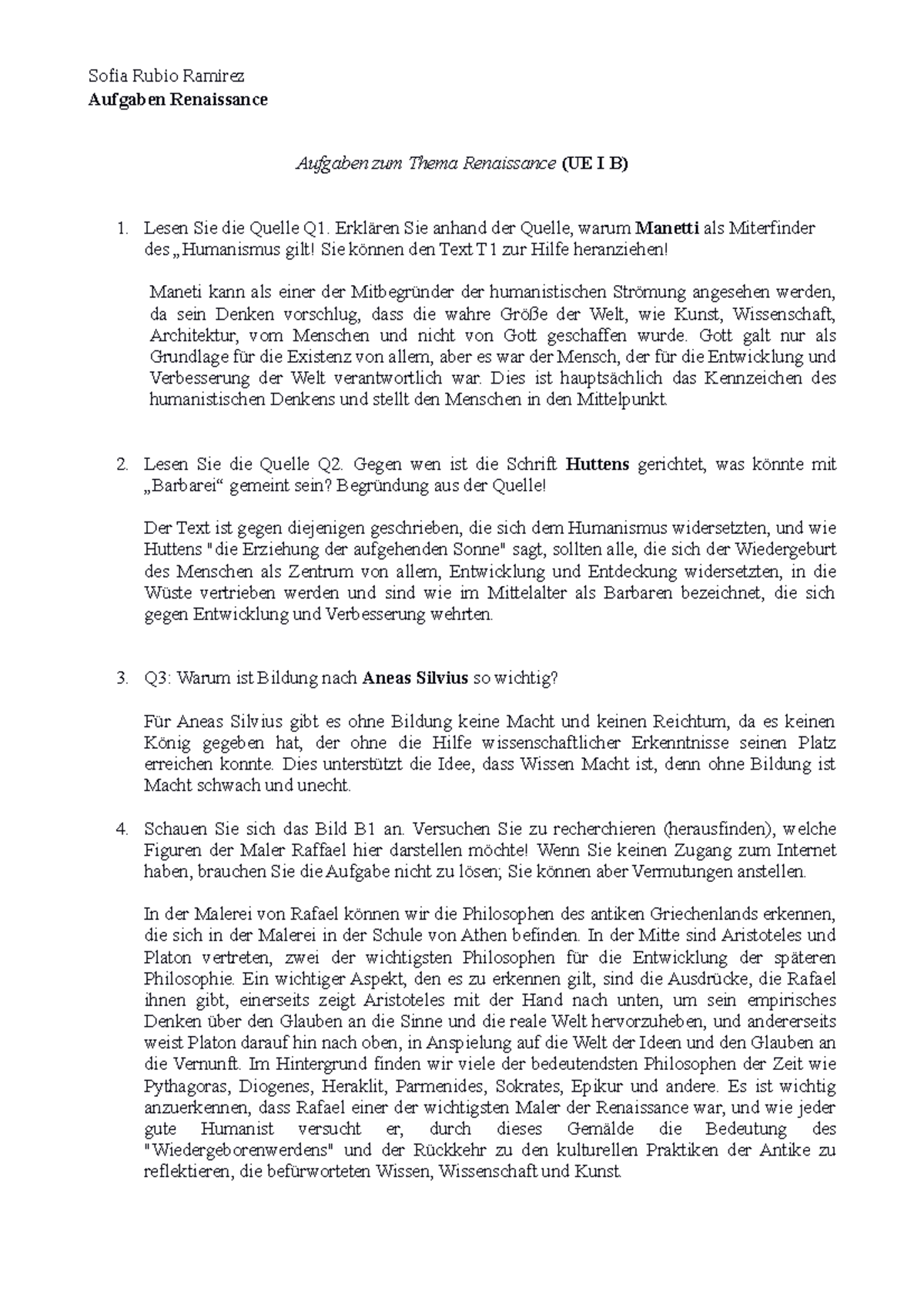 Aufgaben Renaissance - Essays und dokumente - Sofia Rubio Ramirez ...