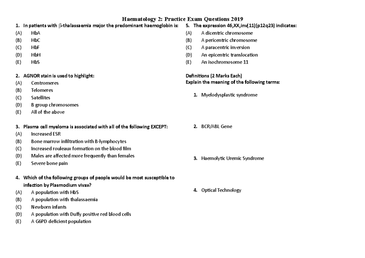 Practice exam questions - In patients with major the predominant ...