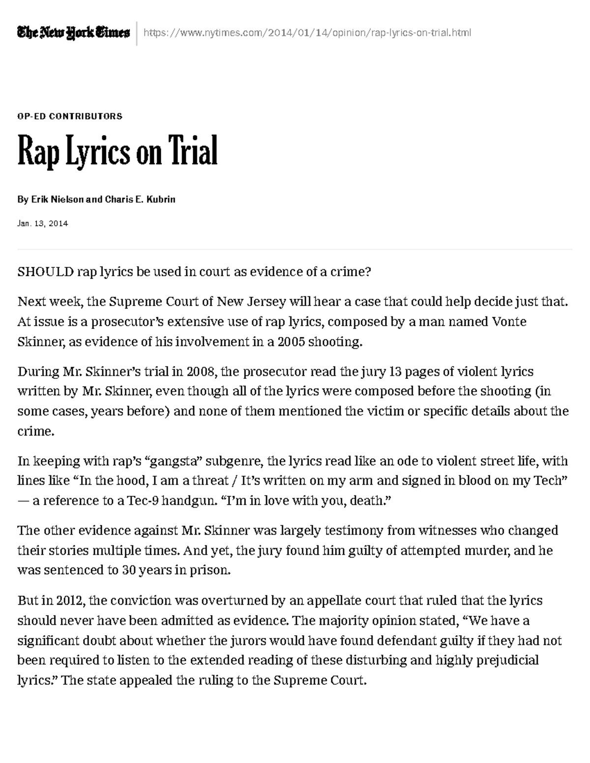 new york times rap lyrics on trial