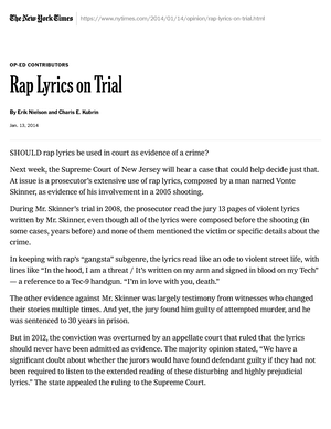 Opinion  Rap Lyrics Are Sending People to Prison - The New York Times