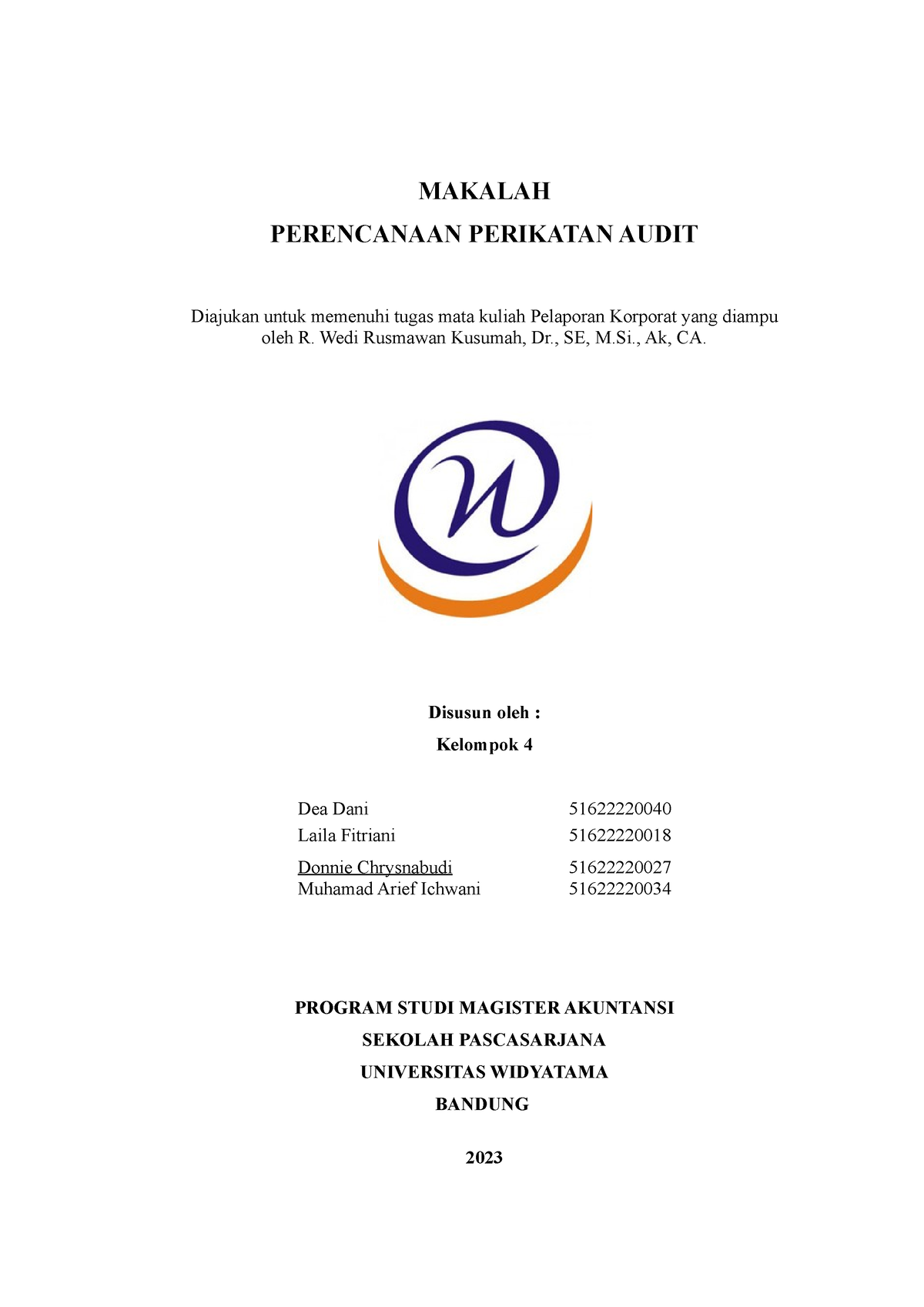 Makalah Perencanaan Perikatan Audit - MAKALAH PERENCANAAN PERIKATAN ...