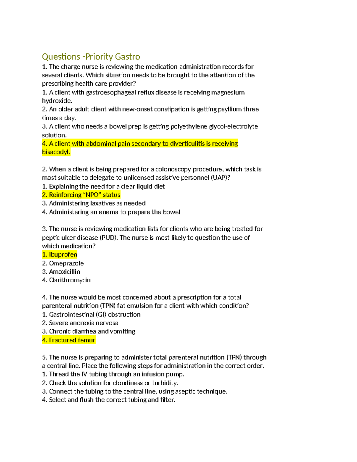 Questions -Priority Gastro - Questions -Priority Gastro The charge ...