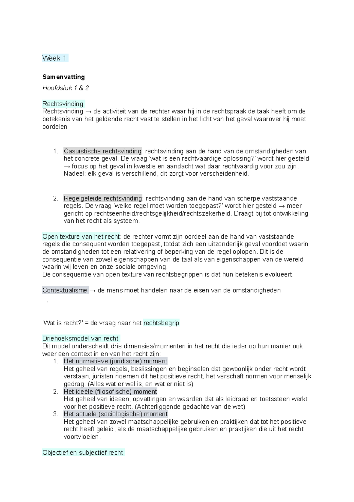 Inleiding Rechtswetenschap Week 1 - Week 1 Samenvatting Hoofdstuk 1 & 2 ...