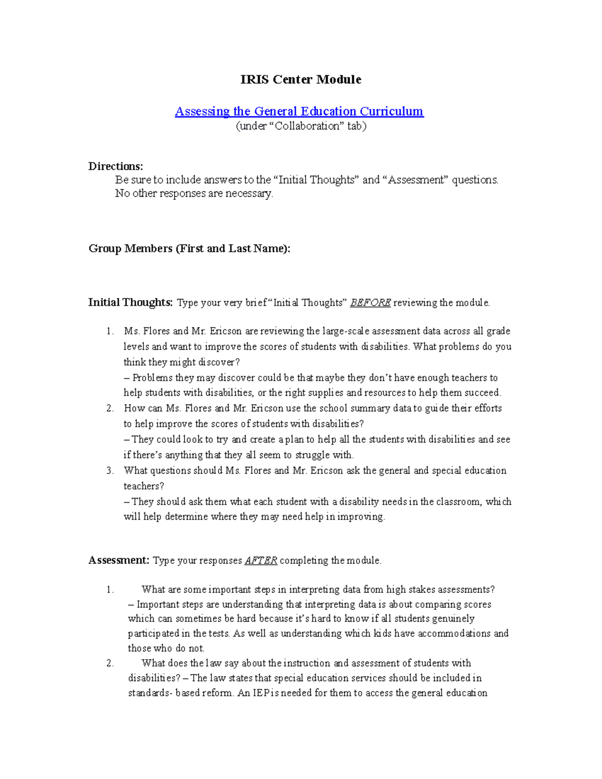 IRIS Center Module Accessing the General Education Curriculum IRIS