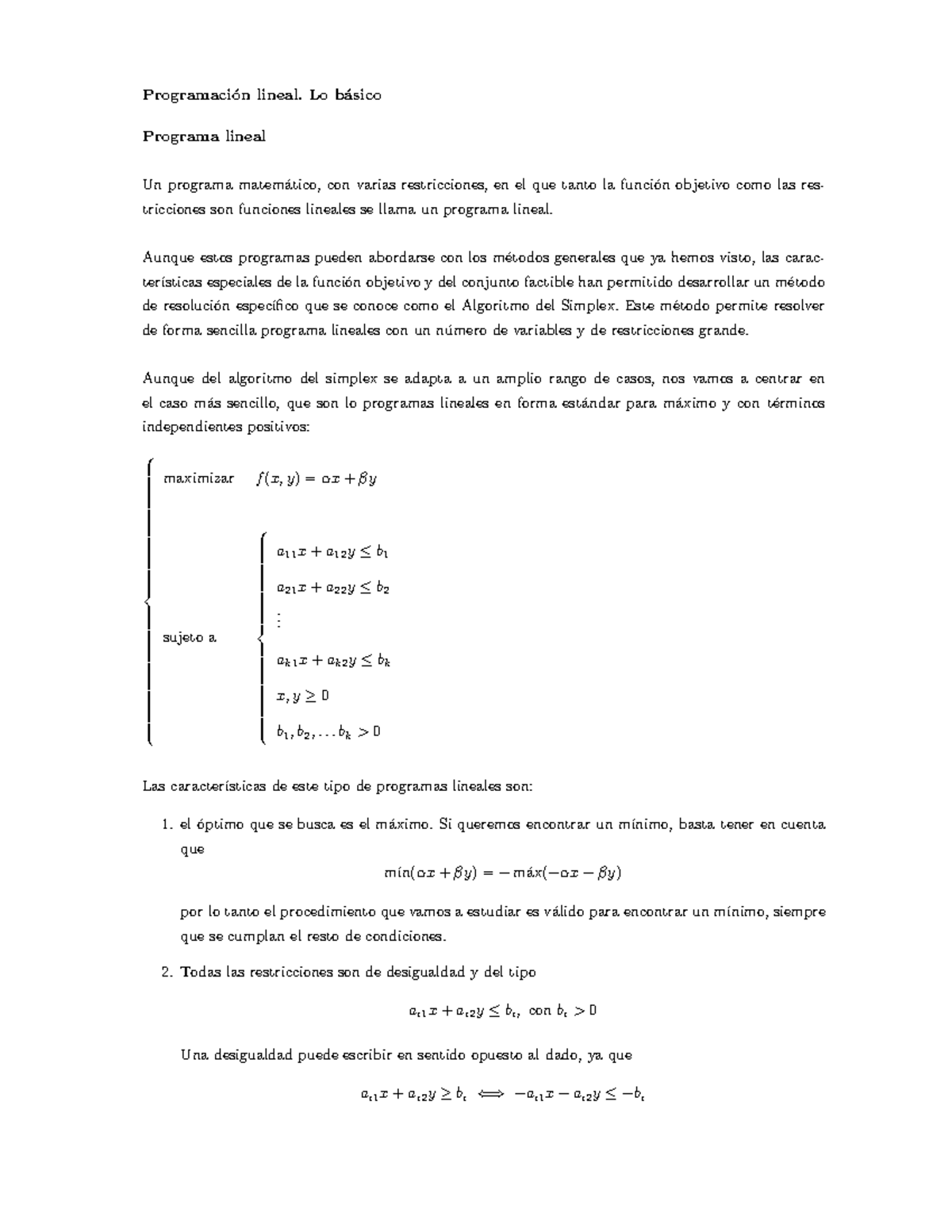 Programación Lineal Lo Básico - Programaci ́on Lineal. Lo B ́asico ...