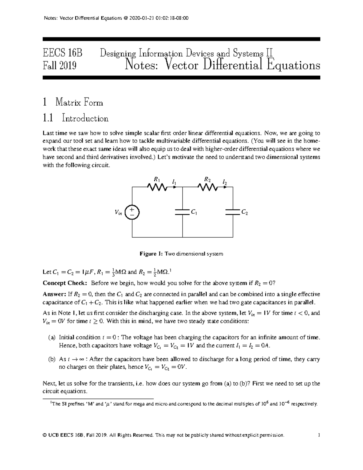 EE16B note4 Taught by Murat Arcak and Seth Sanders EECS 16B