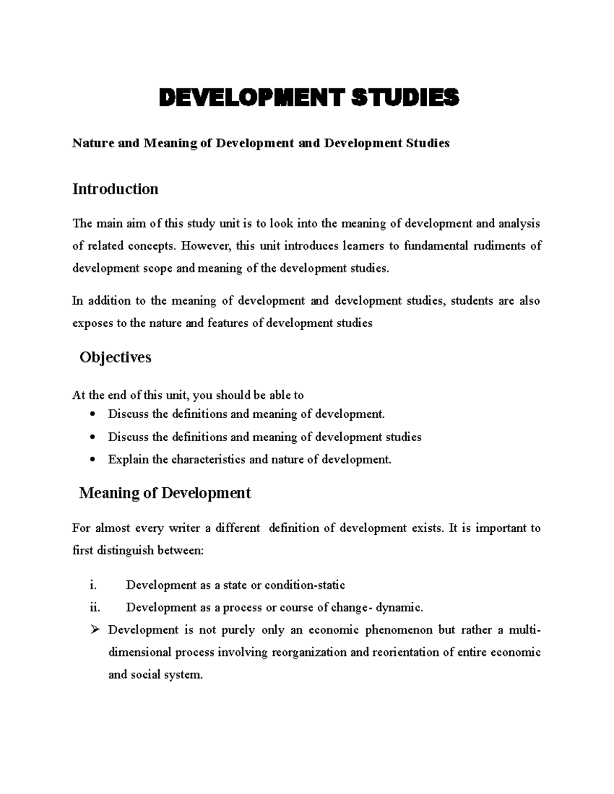 research topics on development studies