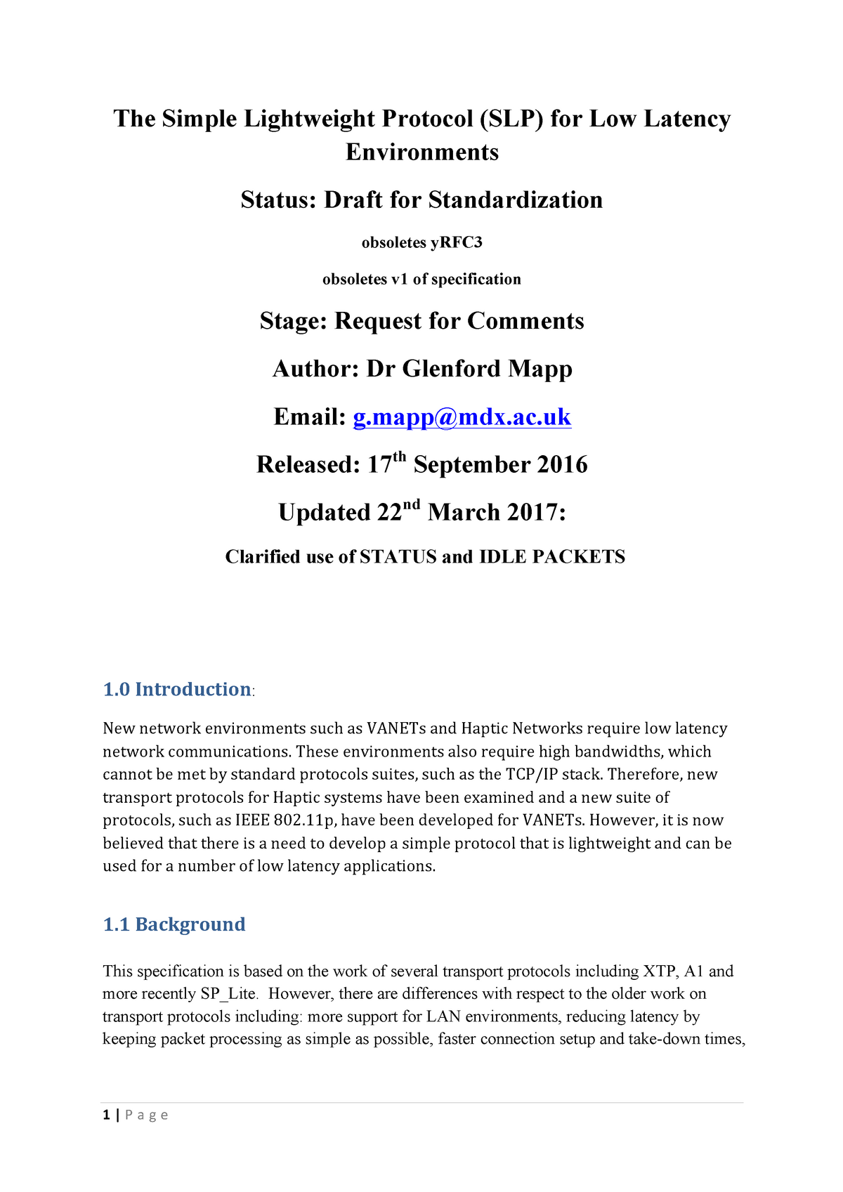 Slp Specification V2 Test The Simple Lightweight Protocol Slp For Low Latency Environments Studocu