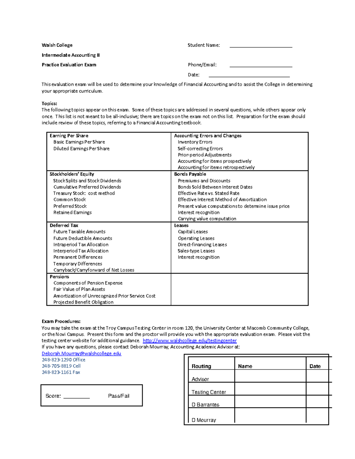 Intacc 2 practice - Walsh College Student Name ...