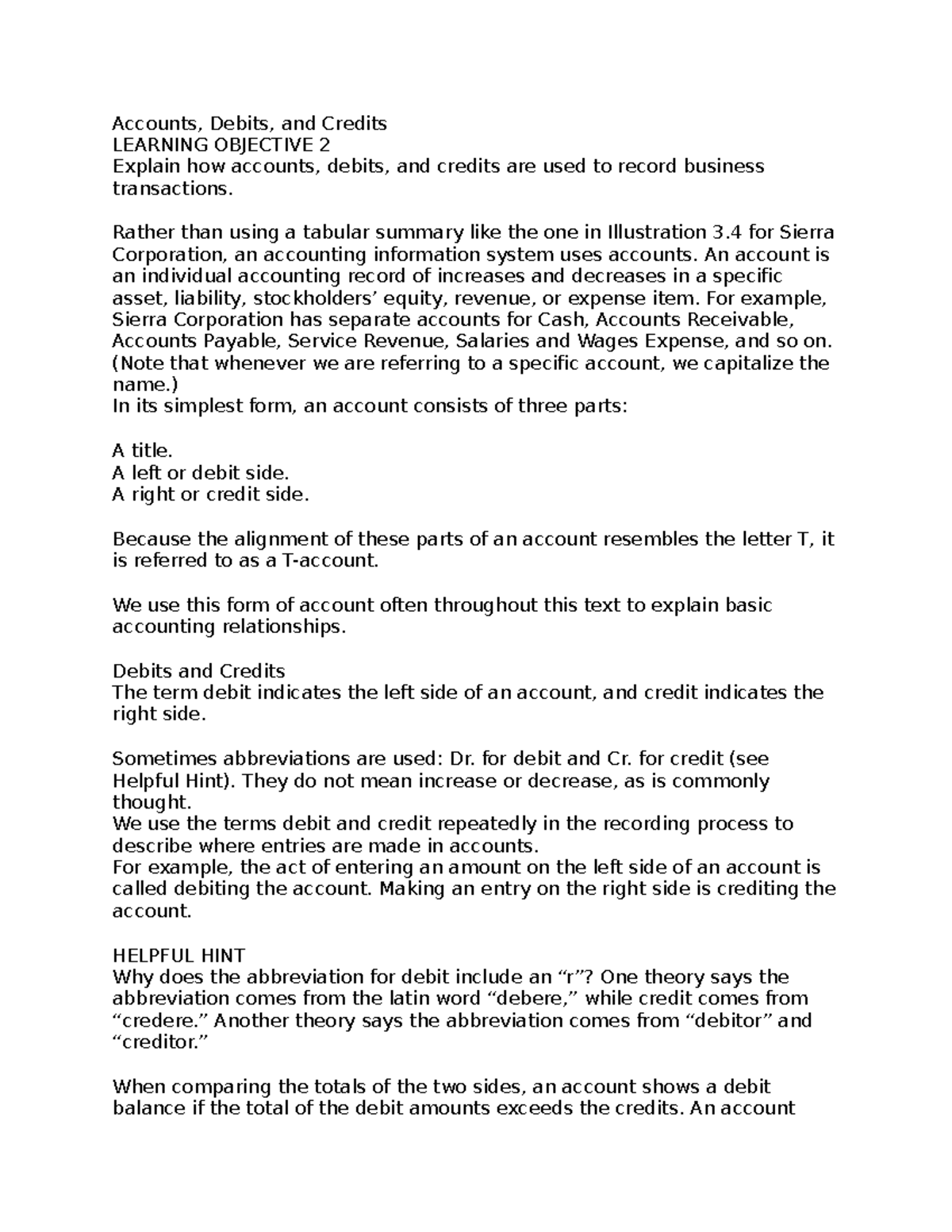 Accounts, debits, credits ACCT22000EXV Studocu